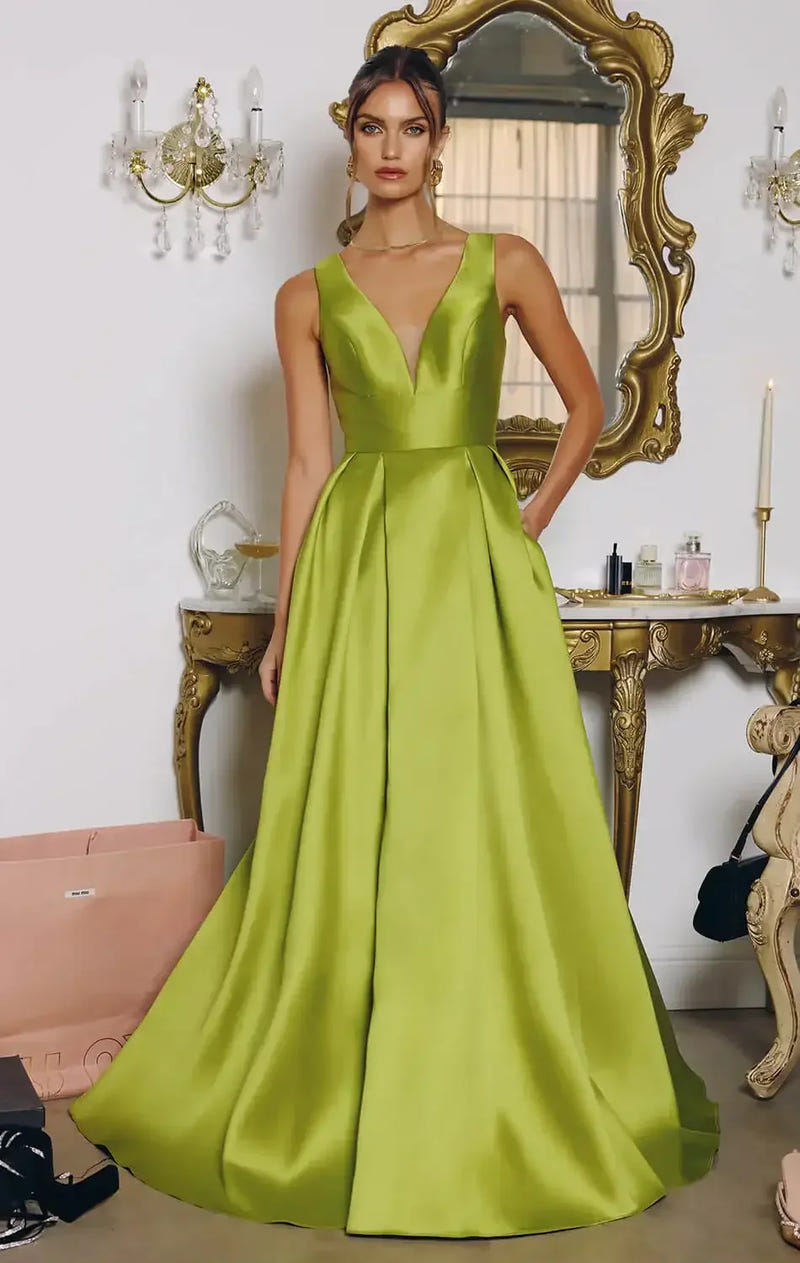 ANDERSYN GOWN - SATIN A-LINE DRESS WITH POCKETS