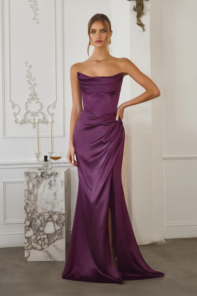 Kieran Gown - Stretch Satin Fitted Dress