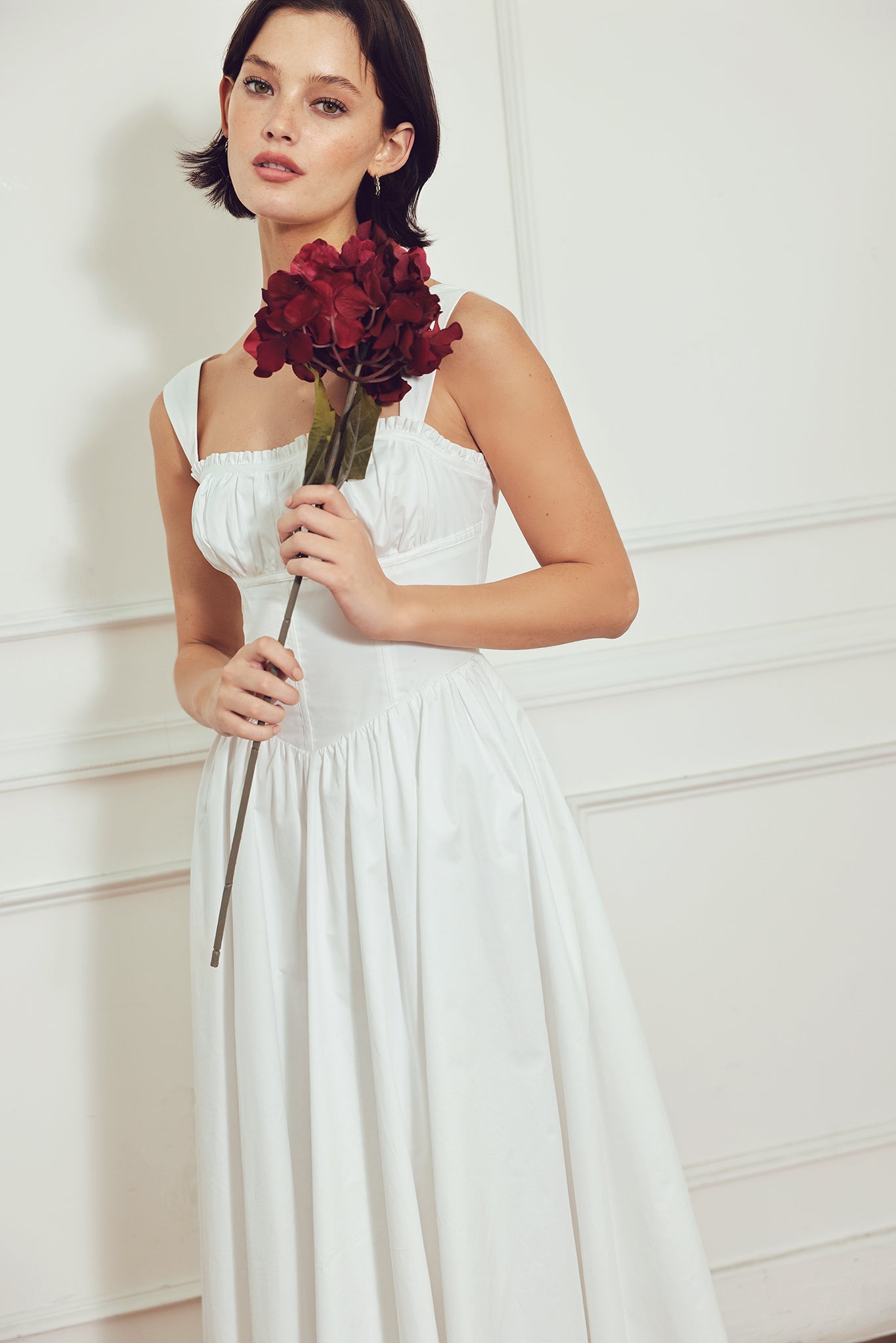 SWEETHEART SERENADE WHITE MIDI DRESS
