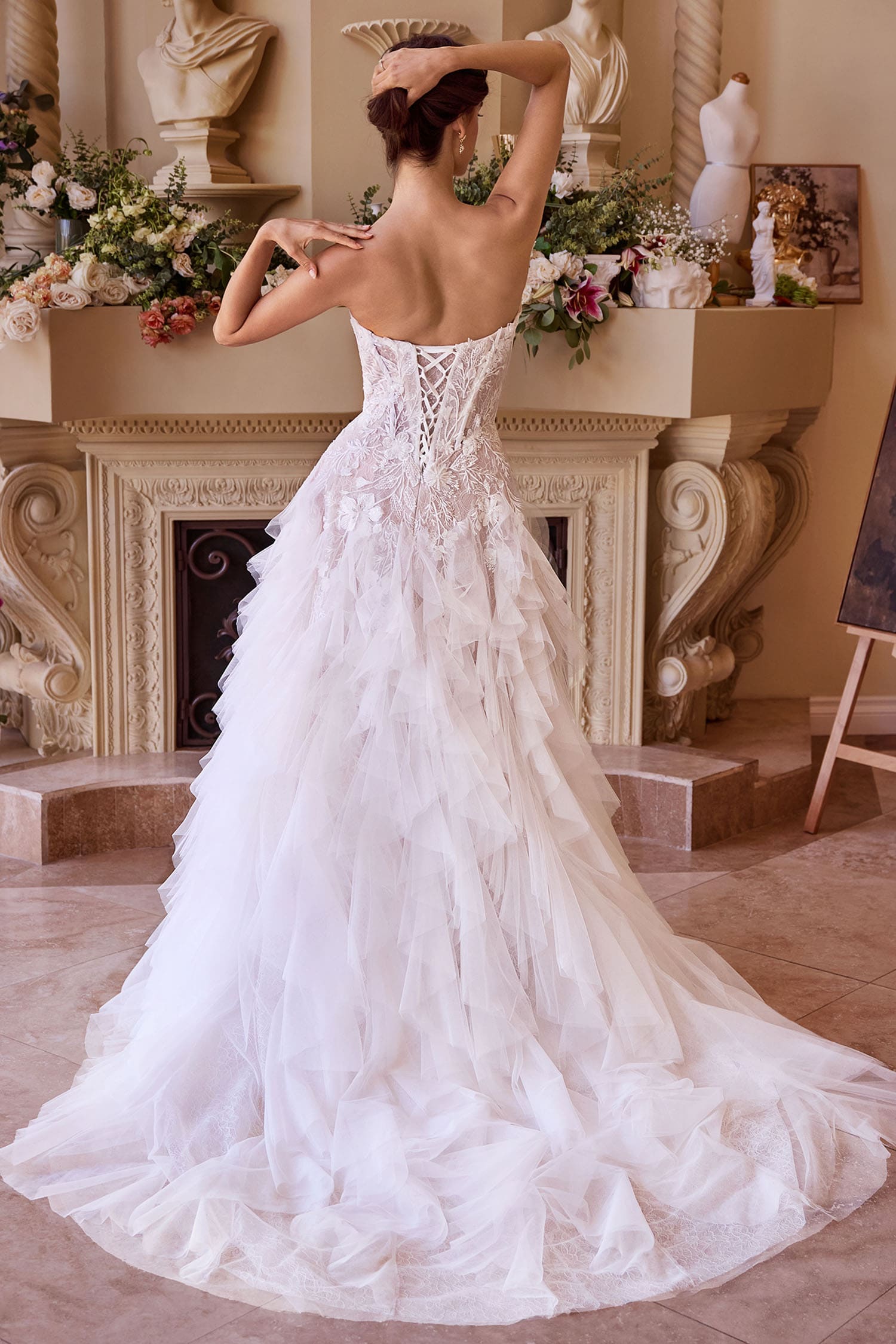 Lady Black Tie - Wl016 - Strapless Drop Waist Cascading Wedding Dress - Andrea & Leo