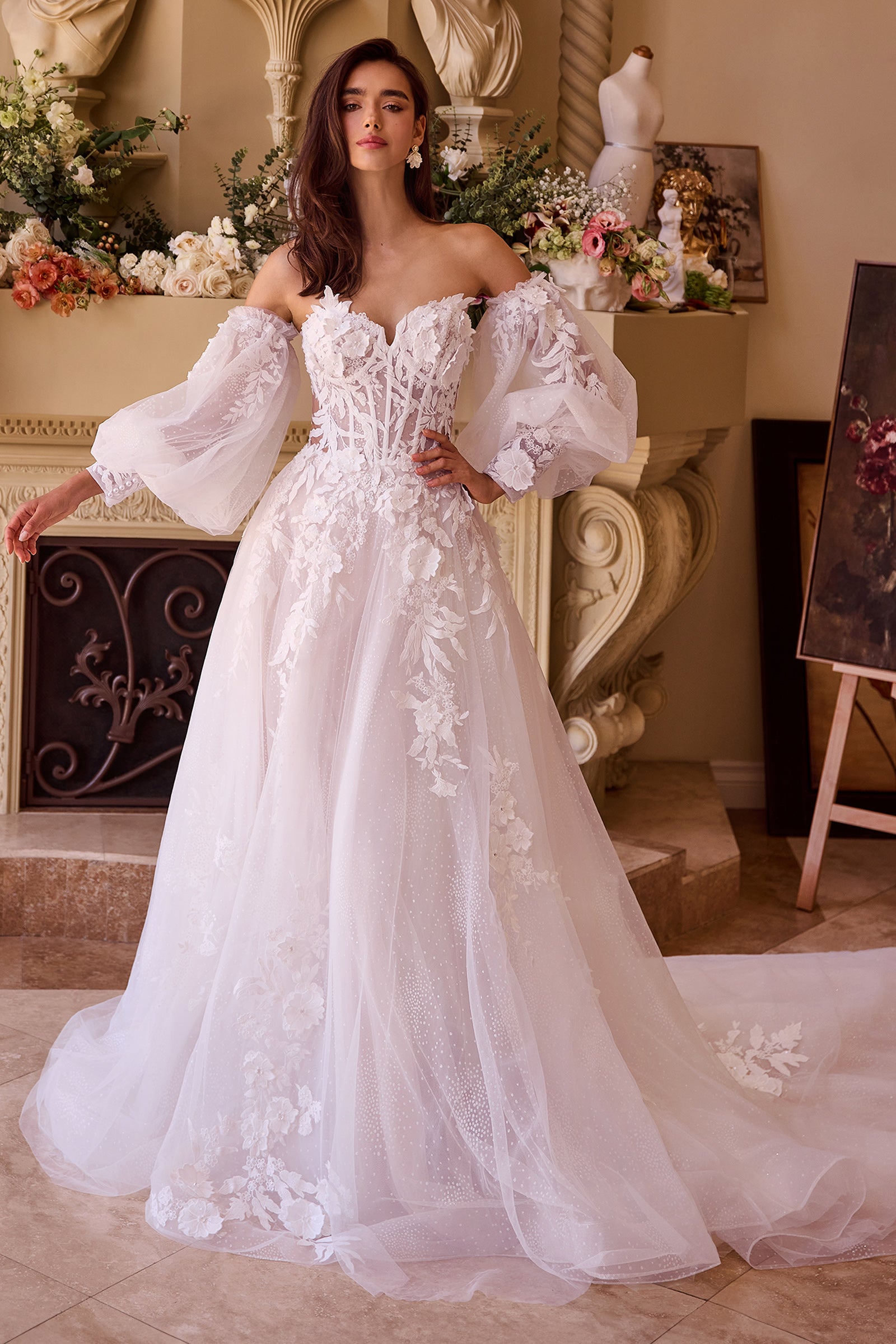 Lady Black Tie - Wl018 - Lace Appliqued Wedding Ball Gown - Andrea & Leo - Size 10 Lady Black Tie - Wl018 - Lace Appliqued Wedding Ball Gown - Andrea & Leo - Size 10