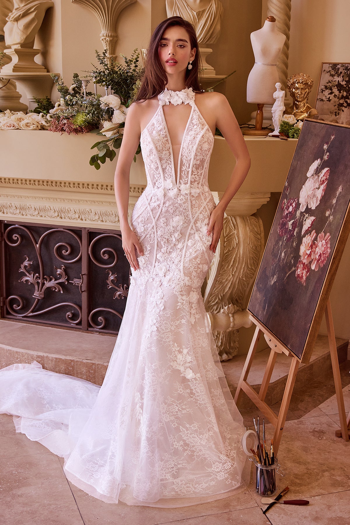 WL019-Lace Halter Neck Mermaid Wedding Dress-Andrea Leo Lady