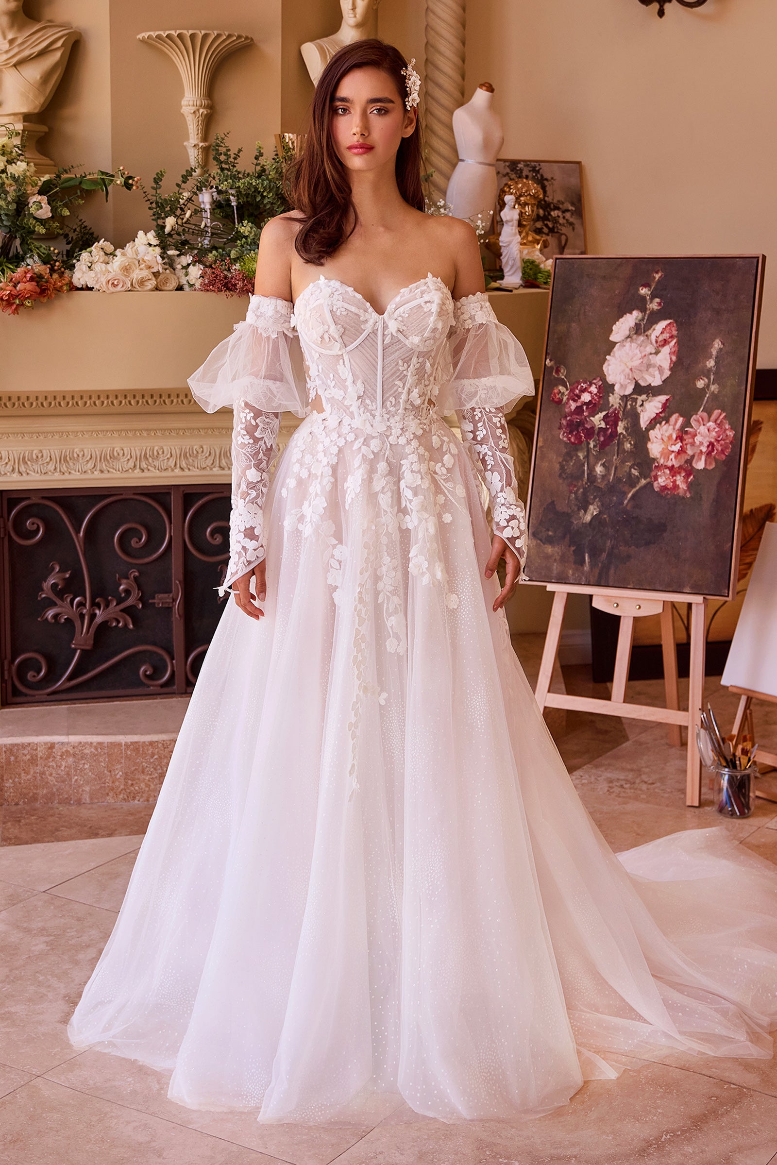 Lady Black Tie - Wl038 - Cap Sleeve Bridal Ball Gown - Andrea & Leo - Size 12 Lady Black Tie - Wl038 - Cap Sleeve Bridal Ball Gown - Andrea & Leo - Size 12