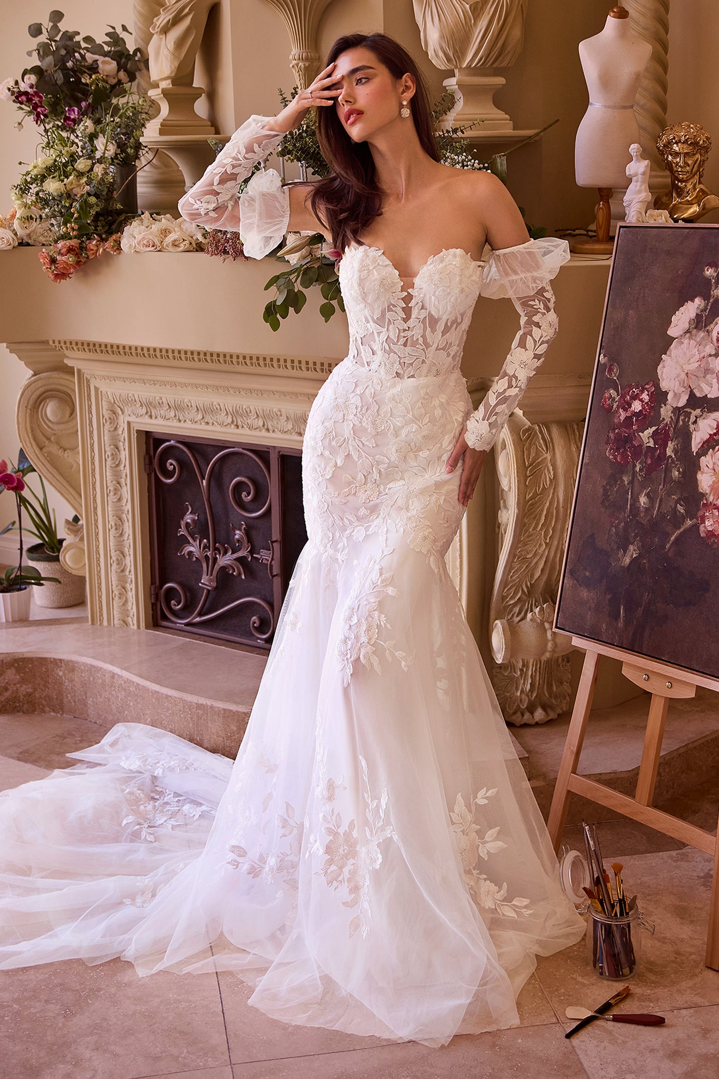 Lady Black Tie - WL033 - Strapless Mermaid Bridal Gown & Sleeves - Andrea & Leo - Size 8 Lady Black Tie - WL033 - Strapless Mermaid Bridal Gown & Sleeves - Andrea & Leo - Size 8