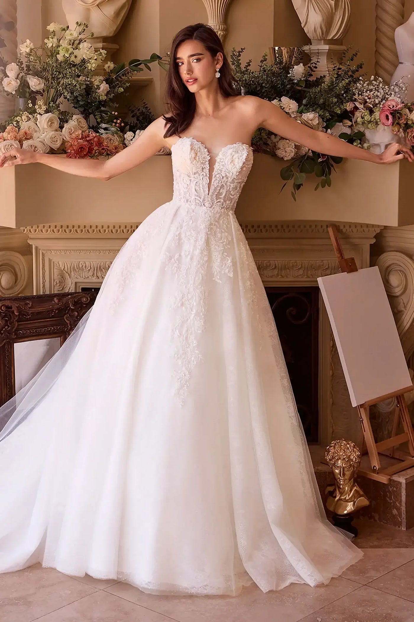 WL037 - Strapless Wedding Ball Gown & Lace Bolero - Andrea & Leo