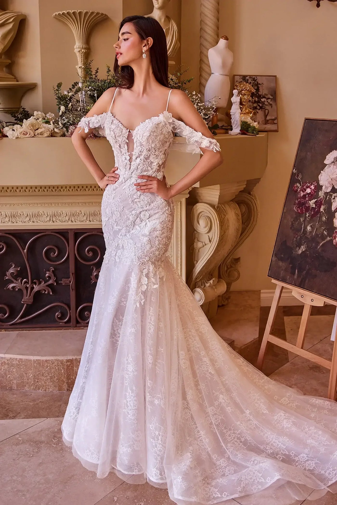 WL051 - Fitted Lace Mermaid Wedding Dress - Andrea & Leo