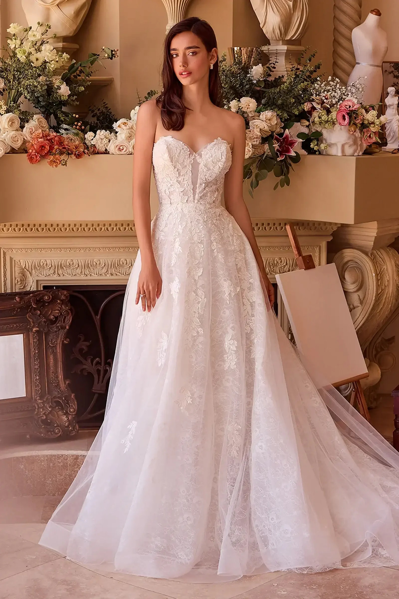 WL052 - Deep Sweetheart Strapless Bridal Ball Gown - Andrea & Leo