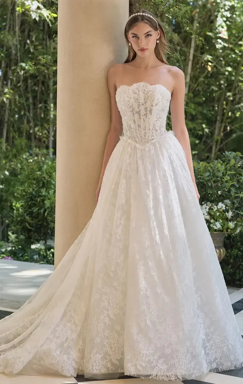 WL061 - EMBROIDERED LACE WEDDING GOWN - Andrea & Leo