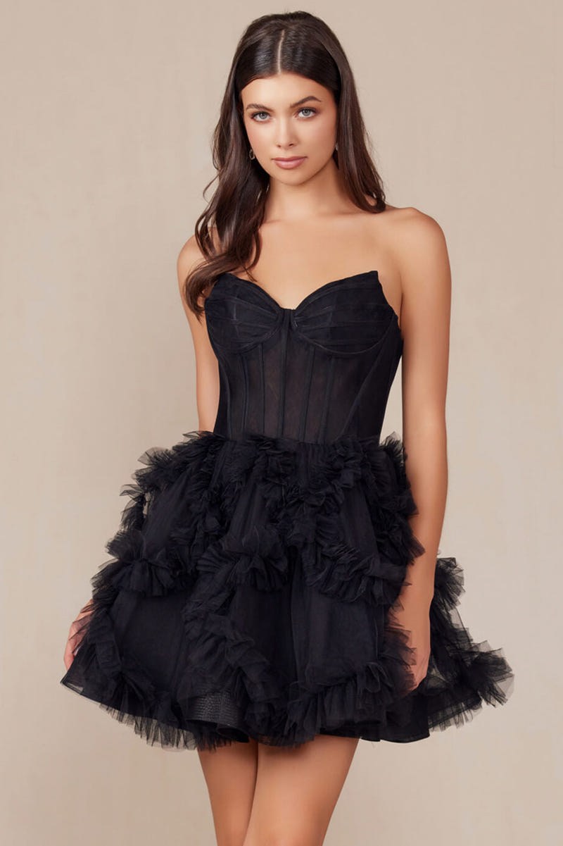Yvonne Mini Dress - Ruffle Tulle Cocktail Dress