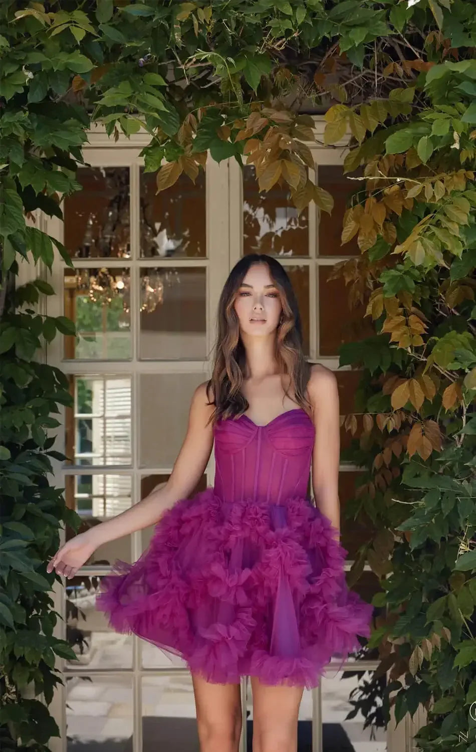 YVONNE RUFFLE SKIRT MINI DRESS - MAGENTA