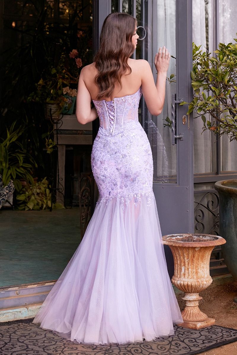 Lady Black Tie - A1388 - Sequin Floral Mermaid Gown - Lavender - Andrea & Leo - Final Sale - Size 4 Lady Black Tie - A1388 - Sequin Floral Mermaid Gown - Lavender - Andrea & Leo - Final Sale - Size 4