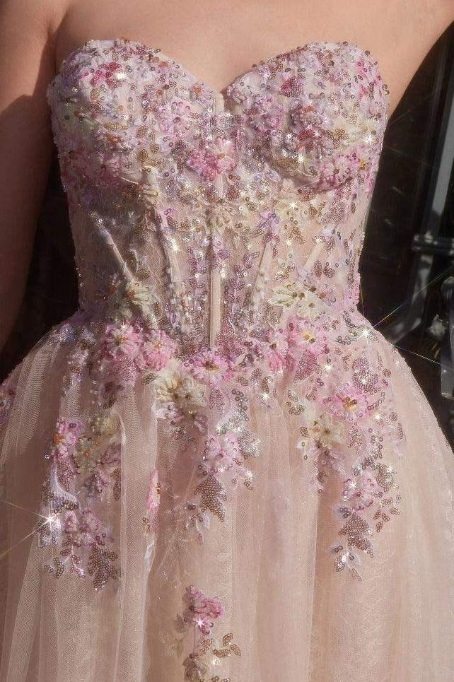 A1468 - SUMMER GARDEN APPLIQUE A-LINE GOWN - Andrea & Leo