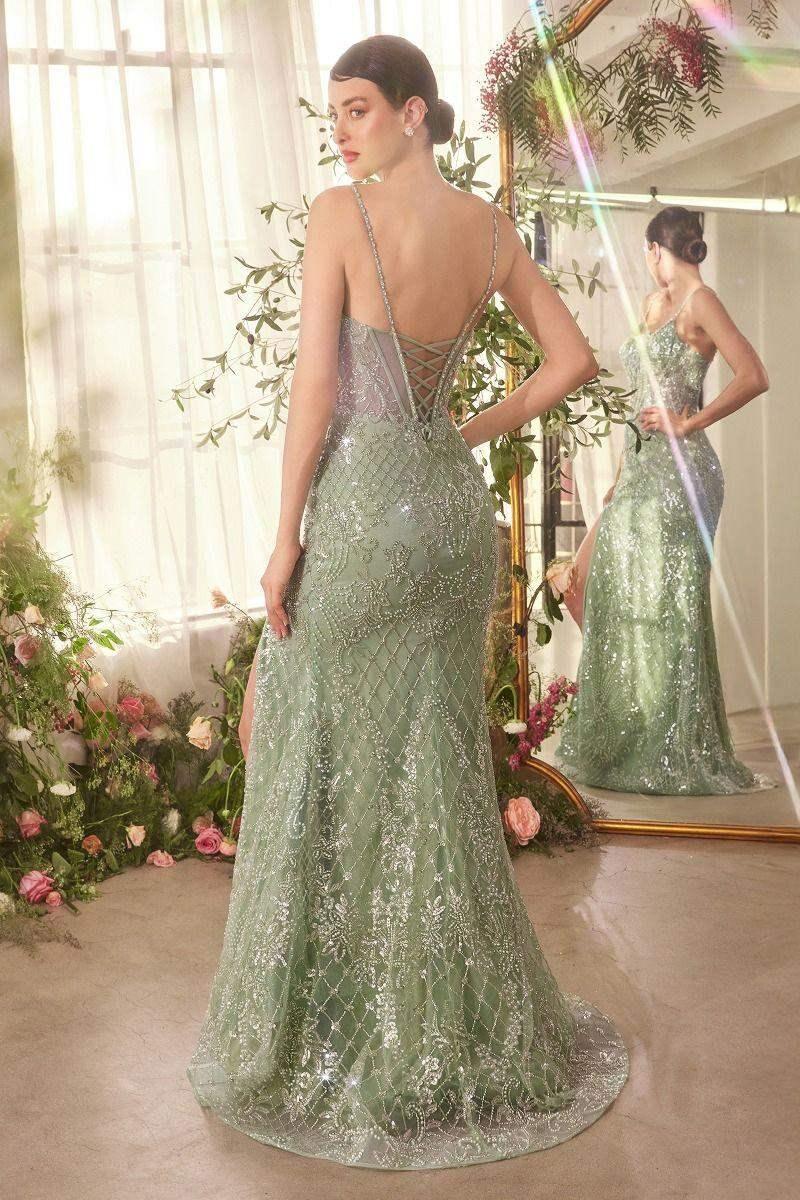 A1470 - CRYSTAL NECKLINE BEADED GOWN - Andrea & Leo