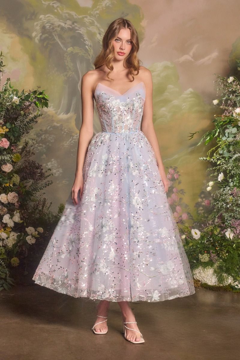 A1485 - Mizza Tea Length Ball Gown - Andrea & Leo