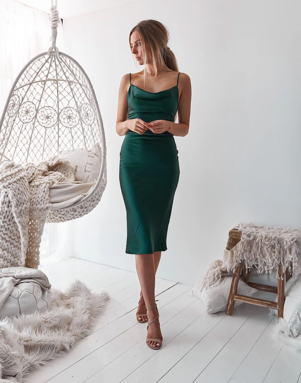 Green Satin Dress Emerald Green Evening Dress Uk Elegant Aspen