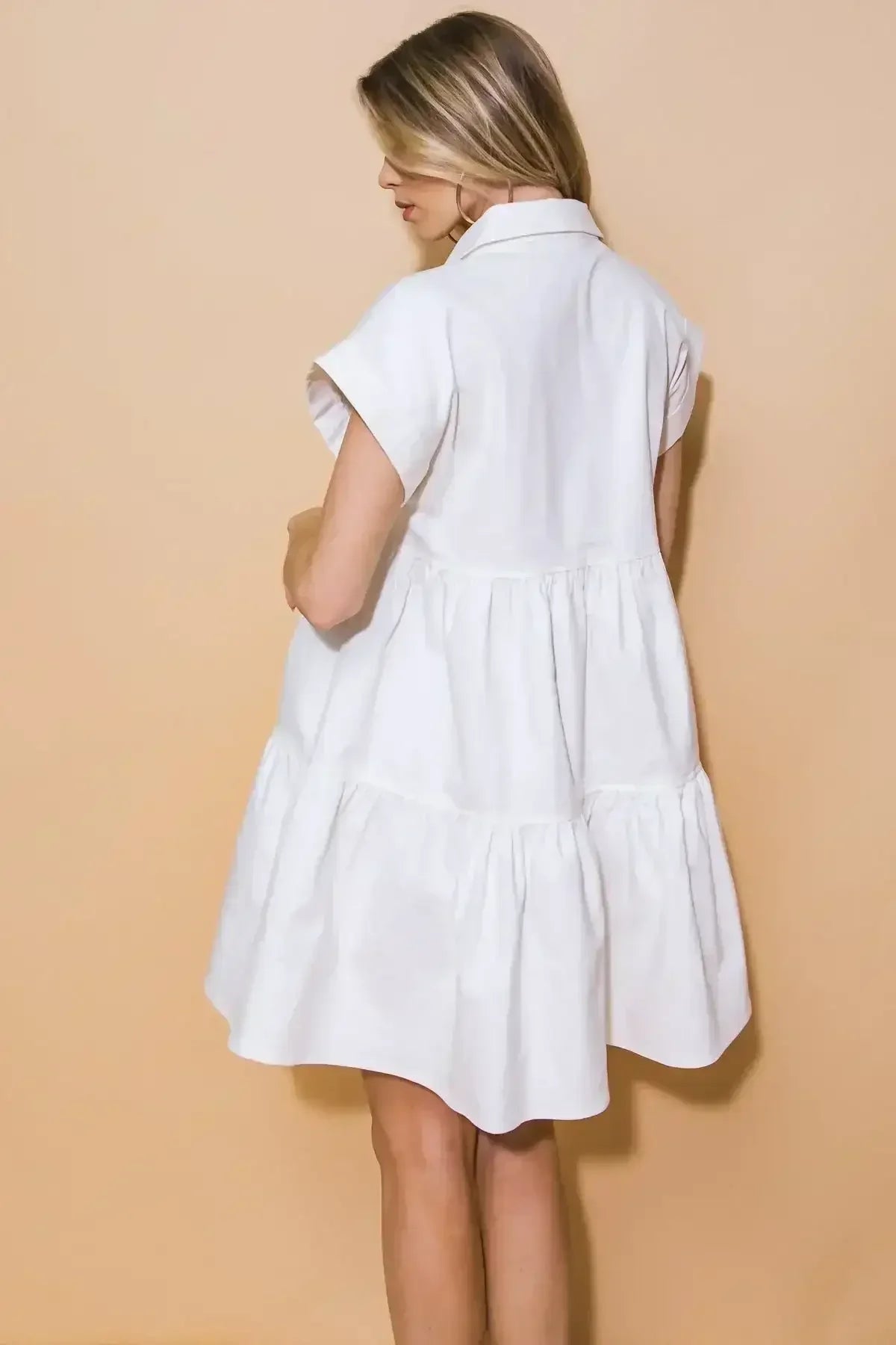 white twill mini dress