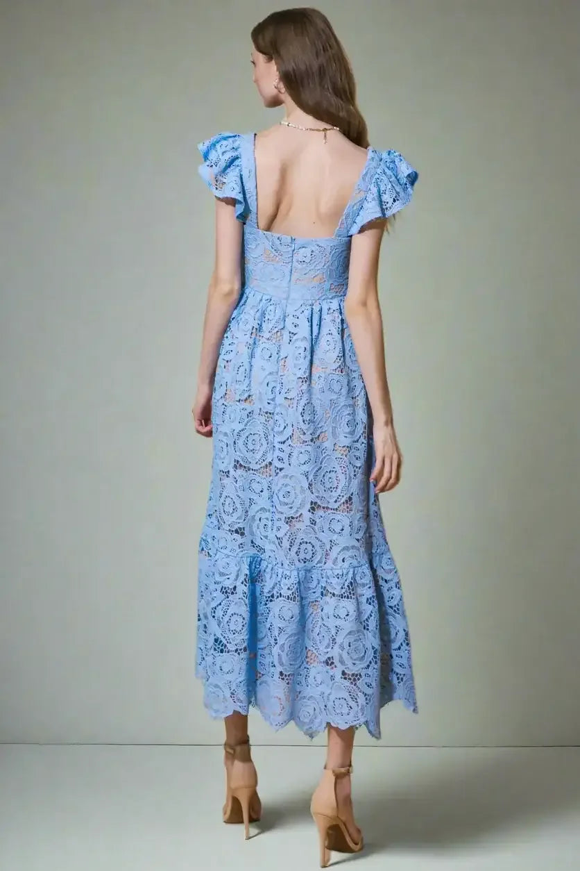 STILL THINKING LACE MIDI DRESS