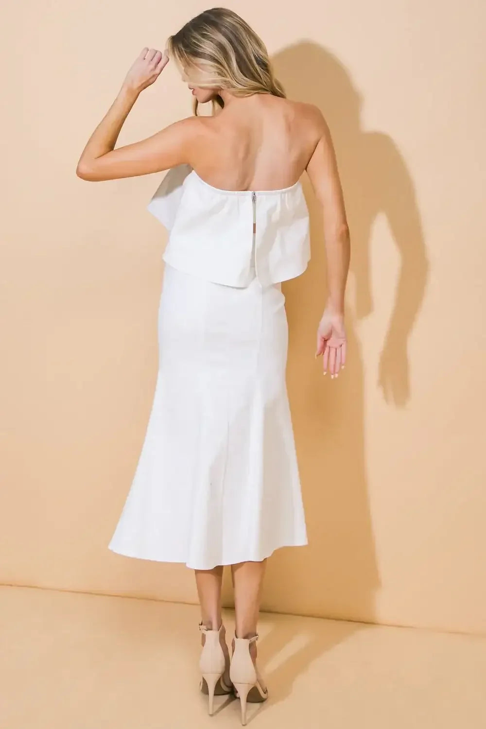 SUNSET STROLL - WHITE CROP TOP & SKIRT SET