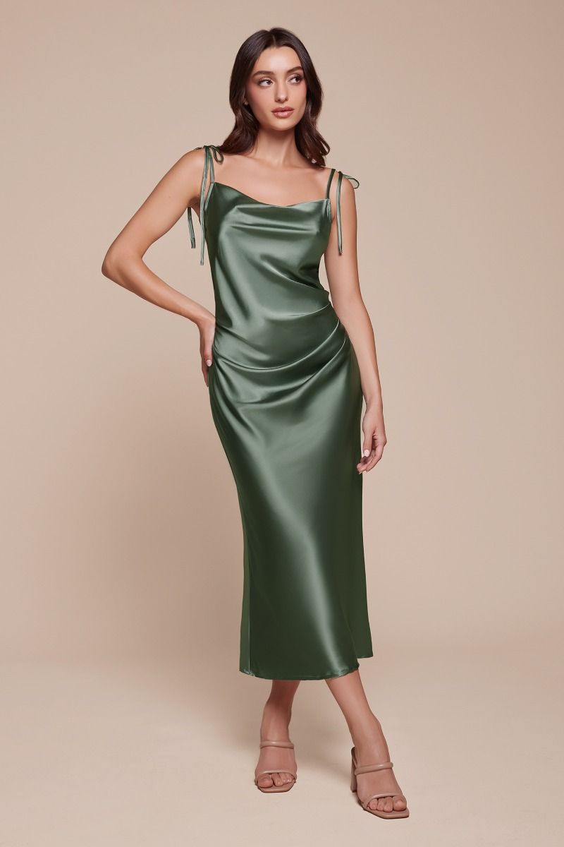 satin bodycon dress midi Palasha Midi Dress in Satin Ivory
