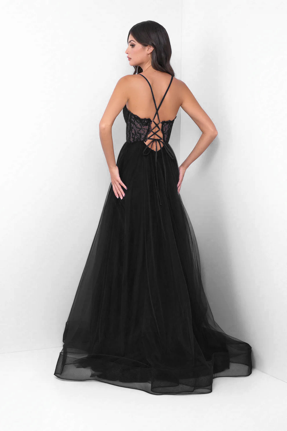 Dani Gown in Black – A-Line Tulle Lace Formal Dress | Lady Black Tie