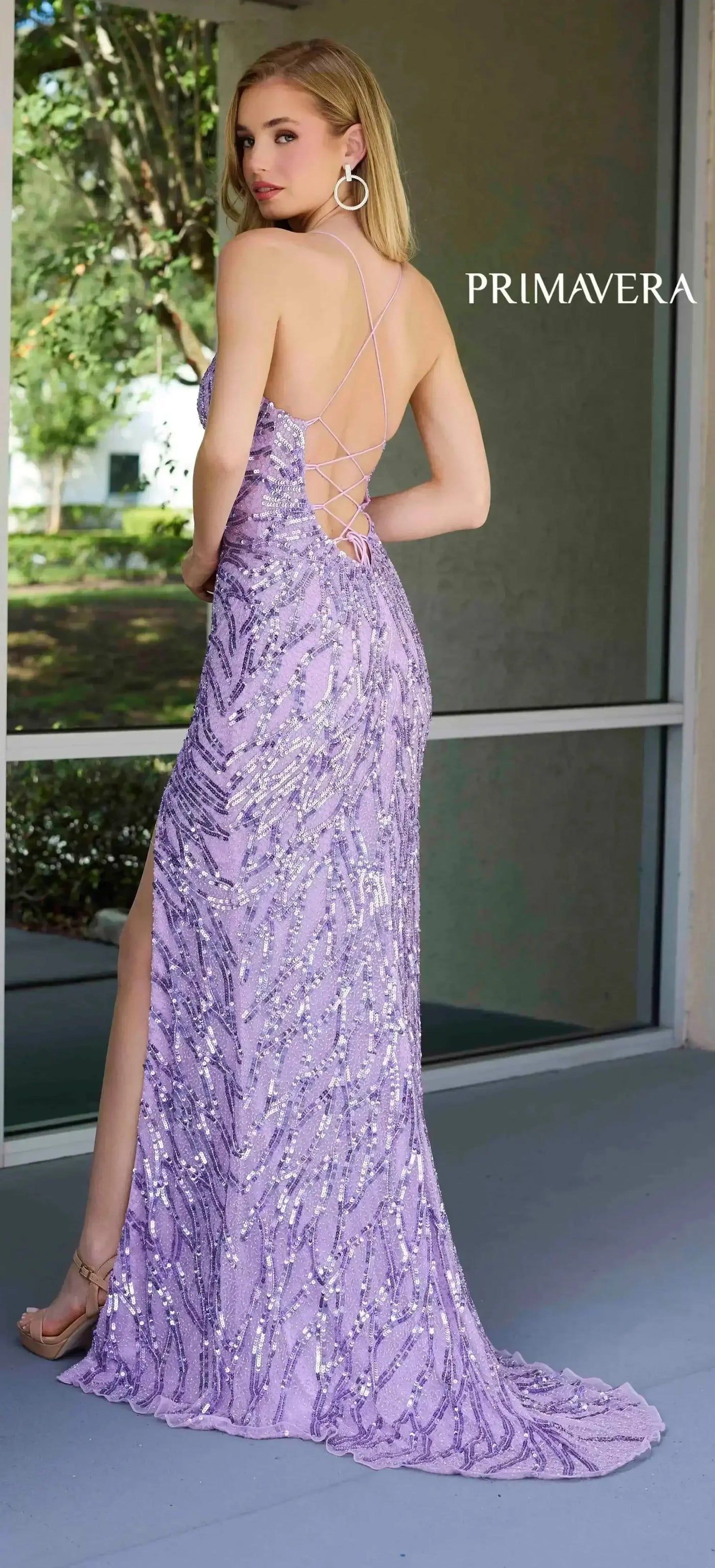 4121 - Primavera - Sequin Beaded Fitted Gown