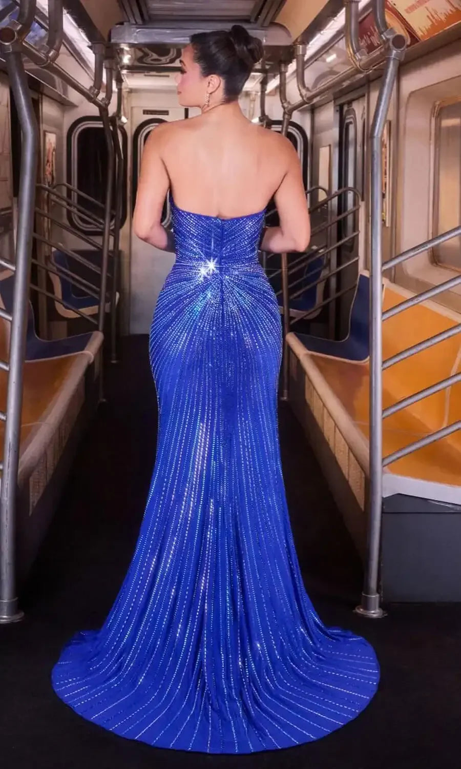 FIREWORKS GOWN - SHIMMERING STRAPLESS BEADED DRESS