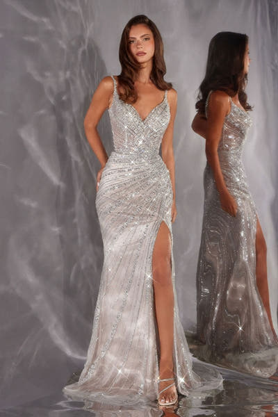 Zelda Gown - Beaded Sweetheart Dress with Slit