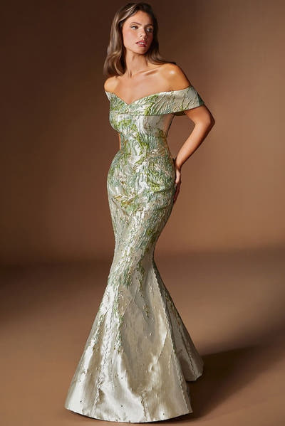 Mykonos Gown - Metallic Jacquard Mermaid Evening Dress