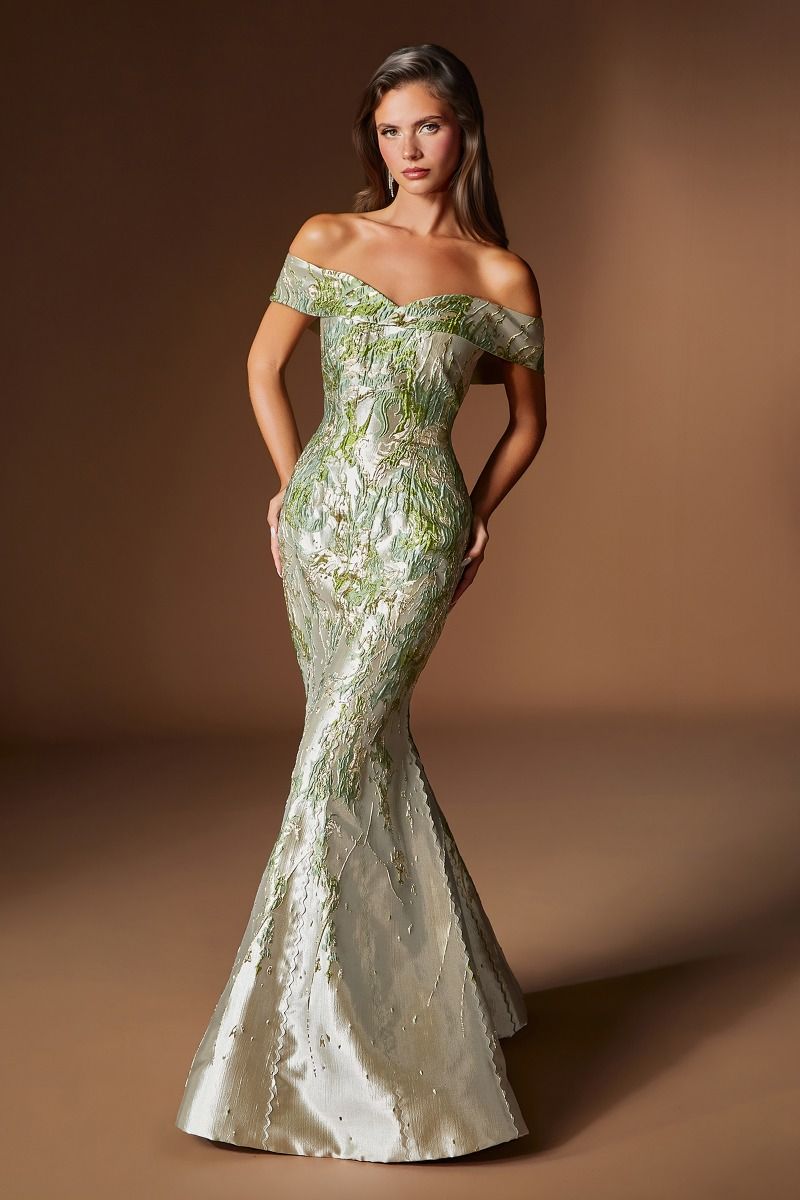Lady Black Tie - Mykonos Gown - Metallic Jacquard Mermaid Evening Dress