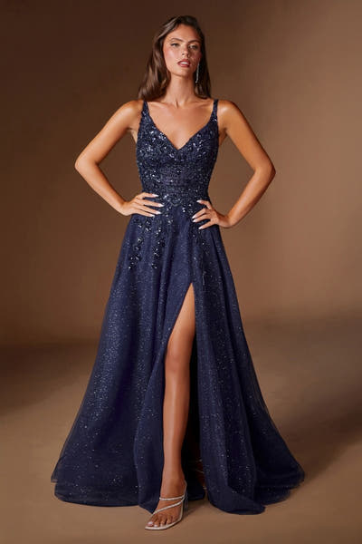 Fernanda Gown - Floral Glitter Tulle A-line Dress