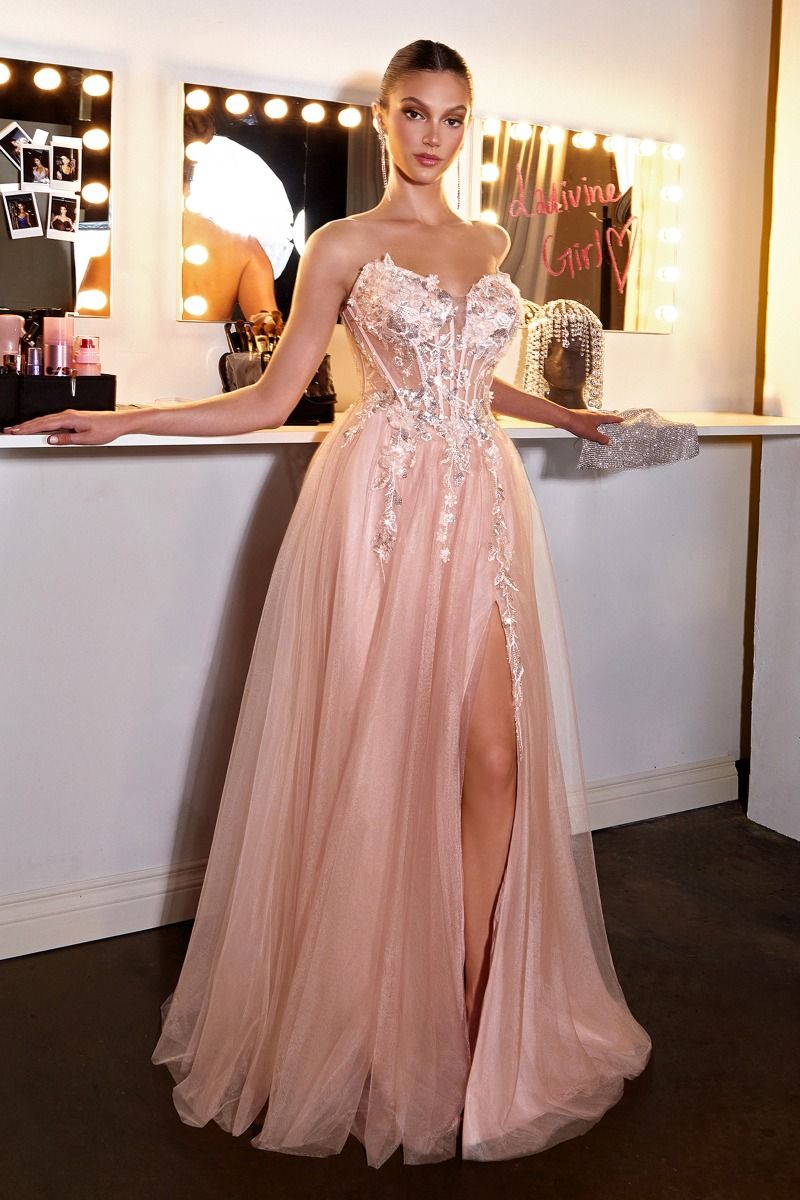Bernadette Gown - Blush Floral Corset Dress