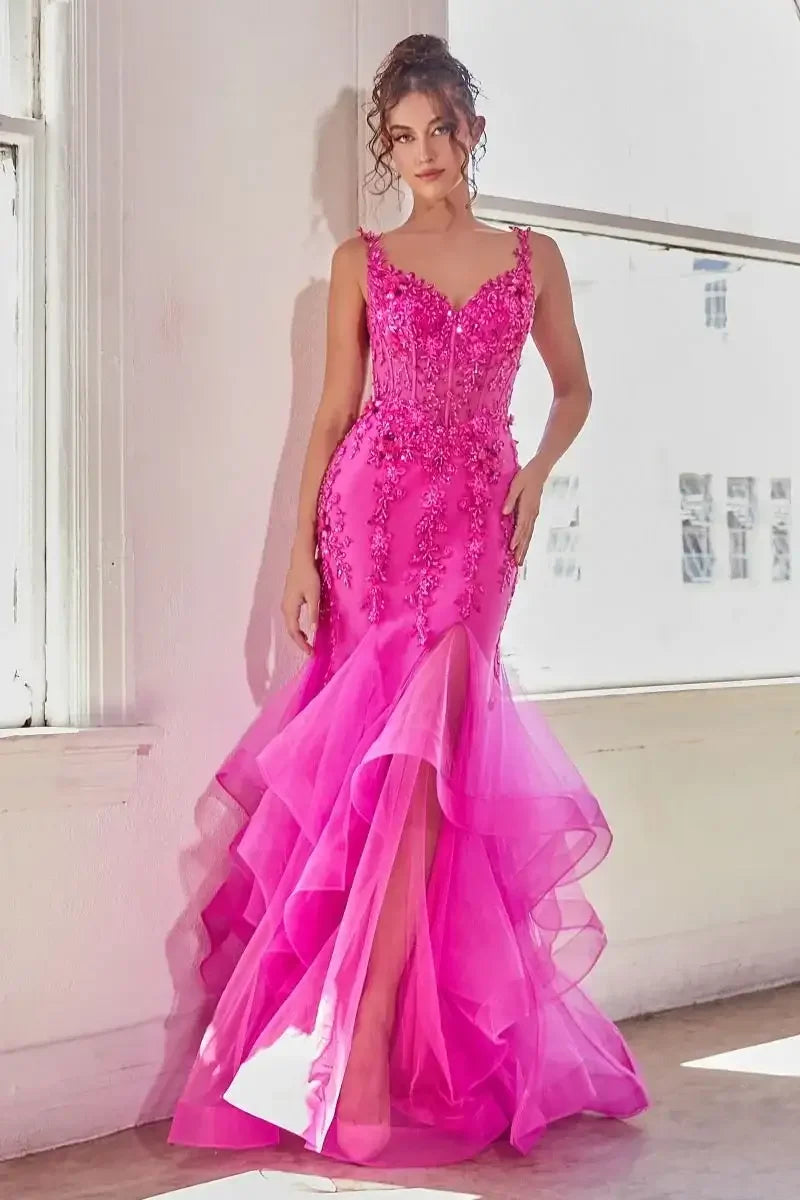 Anna Gown - Fuchsia - Mermaid Embellished Gown