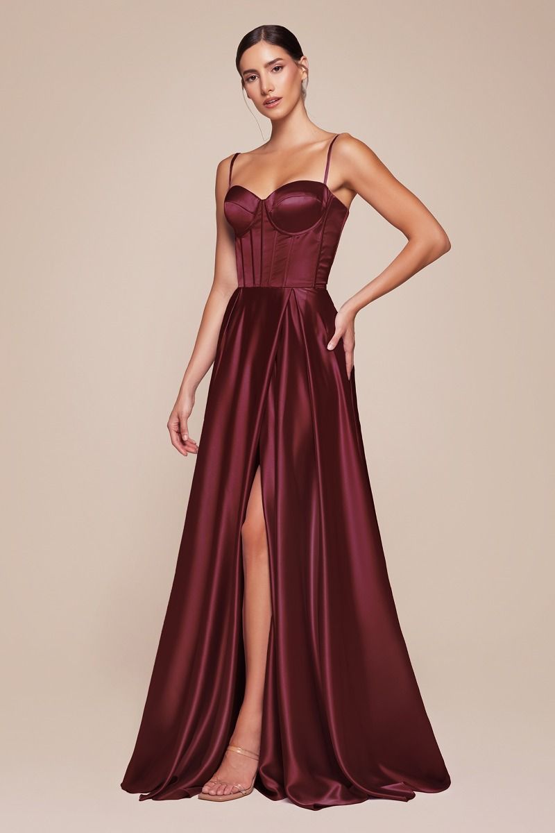 SELMA GOWN - A-LINE LUXE SATIN BUSTIER DRESS