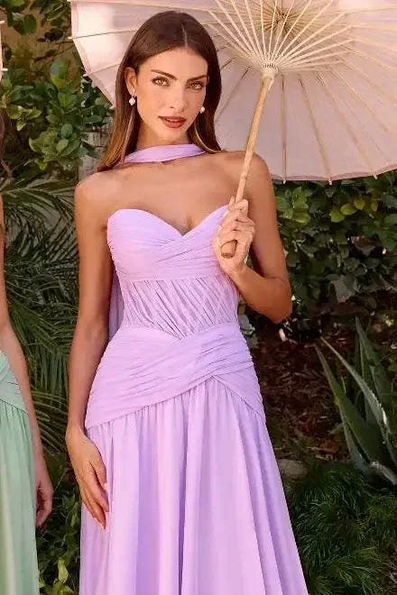 Kimberly Gown - Chiffon A-line Dress With Scarf