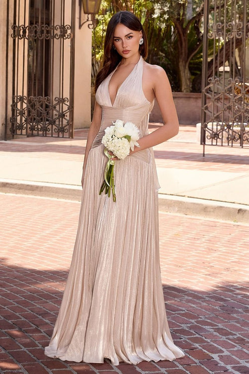 Brigid Gown - Shimmer Chiffon Halter Dress