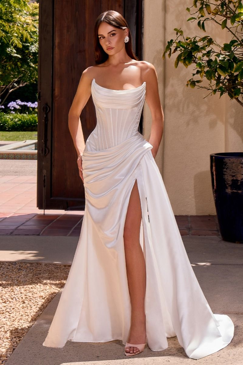 Ladivine CD636W | Brighton Fitted Satin Corset Wedding Gown | Lady Black Tie