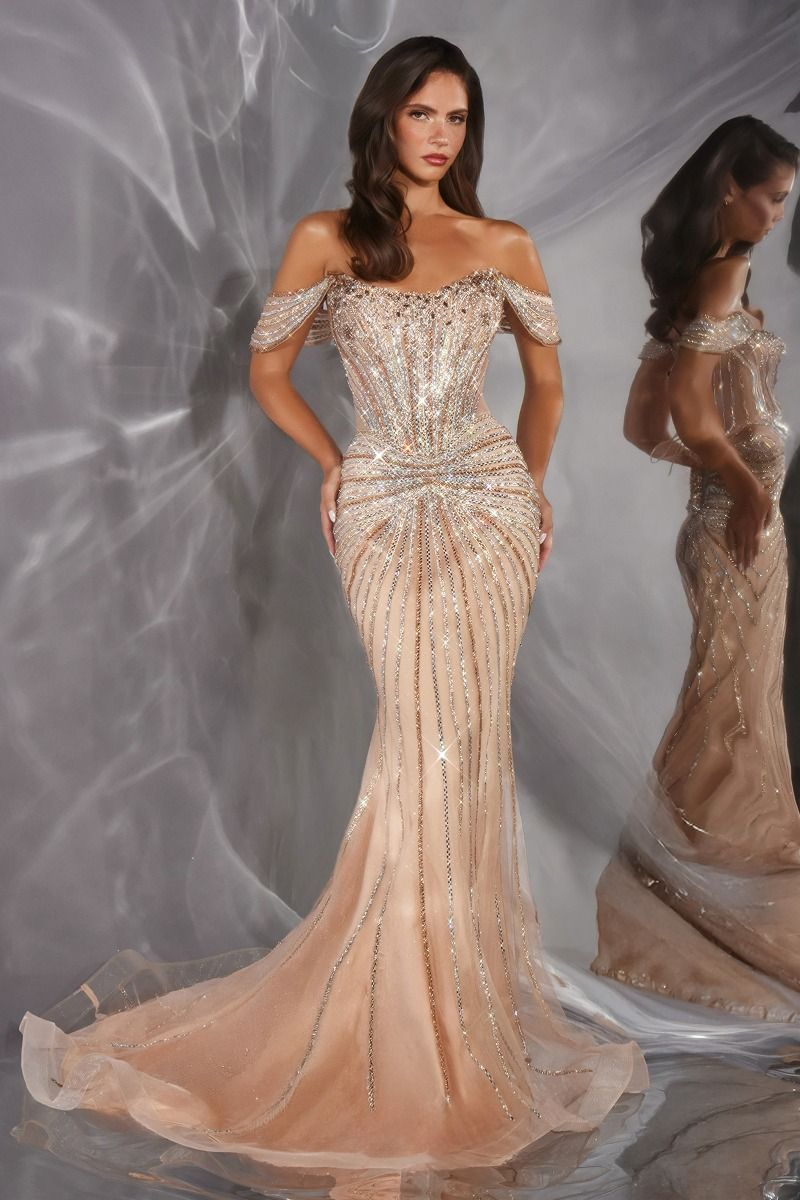 Whitney Gown - Beaded Mermaid Dress with Corset