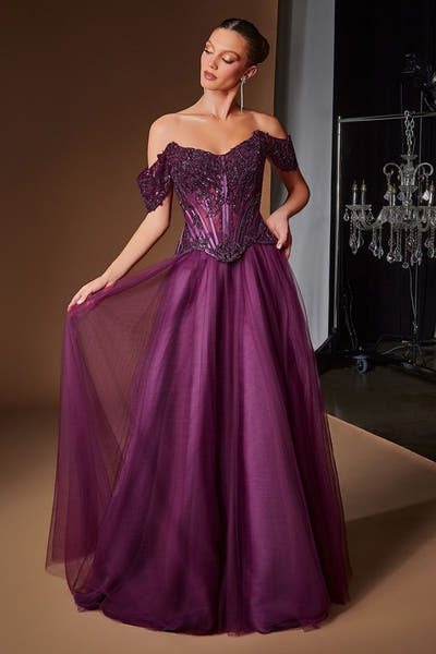 Gentry Gown - Beaded Ball Gown with Floral Corset