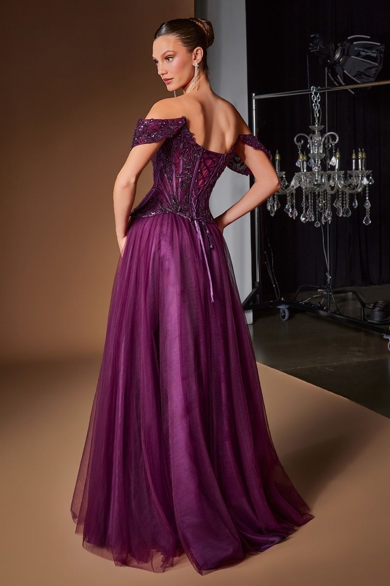 Gentry Gown - Beaded Ball Gown with Floral Corset