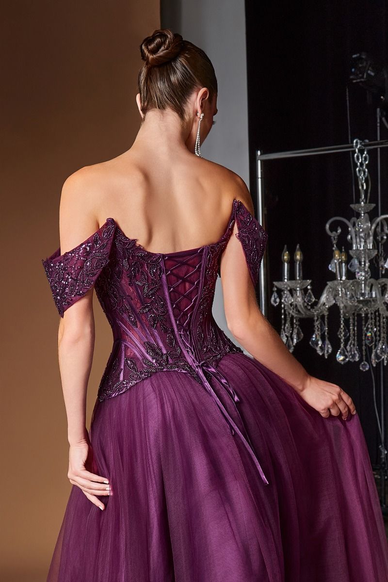 Gentry Gown - Beaded Ball Gown with Floral Corset