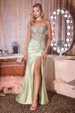 GAMORA GOWN - CRYSTAL EMBELLISHED SATIN DRESS