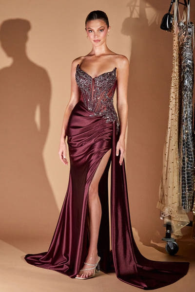 CASPIAN GOWN - EVENING DRESS WITH BEADED CORSET BODICE