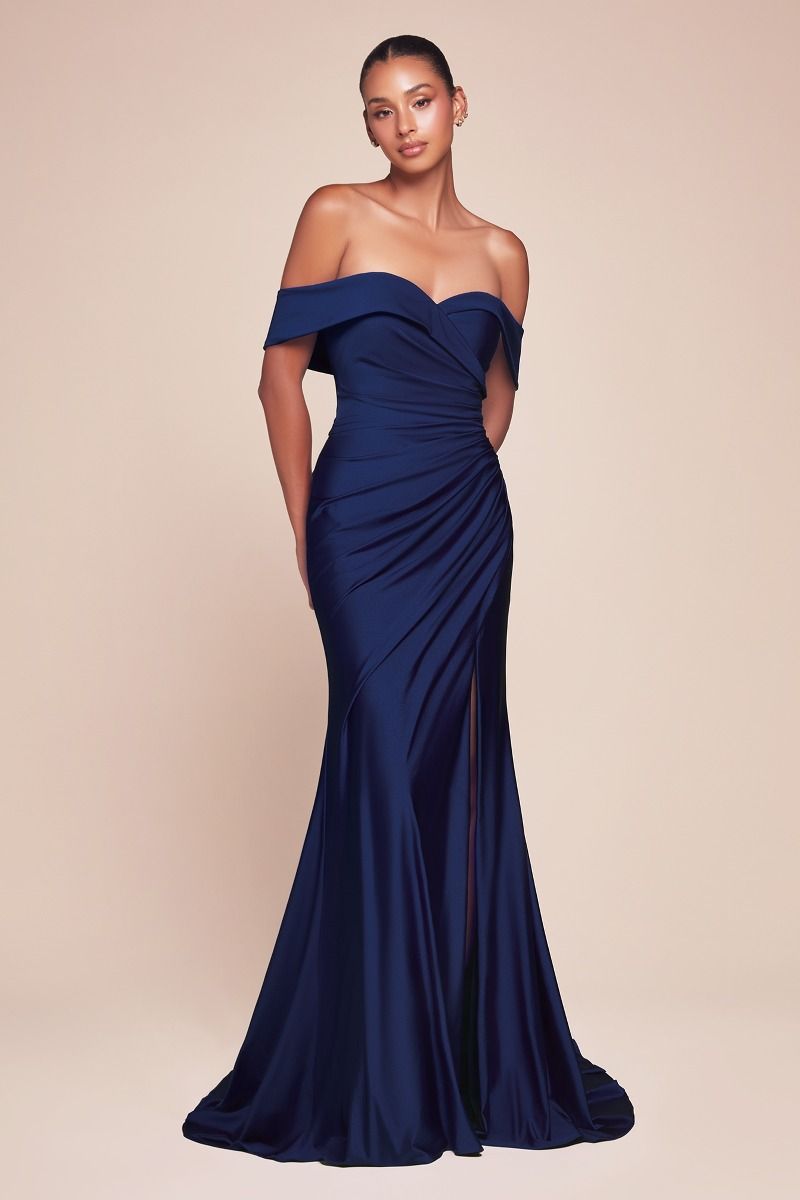 off the shoulder dress near me Lady Black Tie - Freya Gown - Off The Shoulder Stretch Spandex Dress