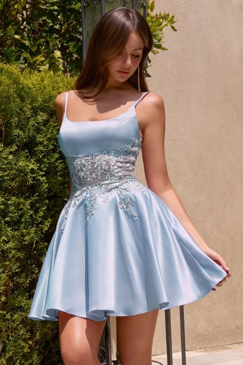Rebel Mini Dress - Satin Fit & Flare Cocktail Dress | Ladivine CH2613 Blue

