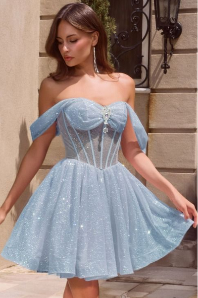 Audrina Mini Dress - Glitter Corset Cocktail Dress