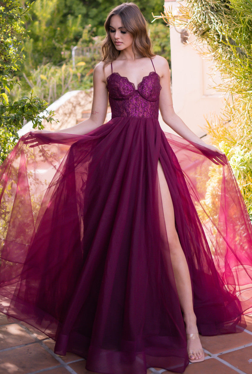 Velvi - Dani Gown - Mulberry - Lace & Tulle A-line Dress - Size Extra Small Velvi - Dani Gown - Mulberry - Lace & Tulle A-line Dress - Size Extra Small