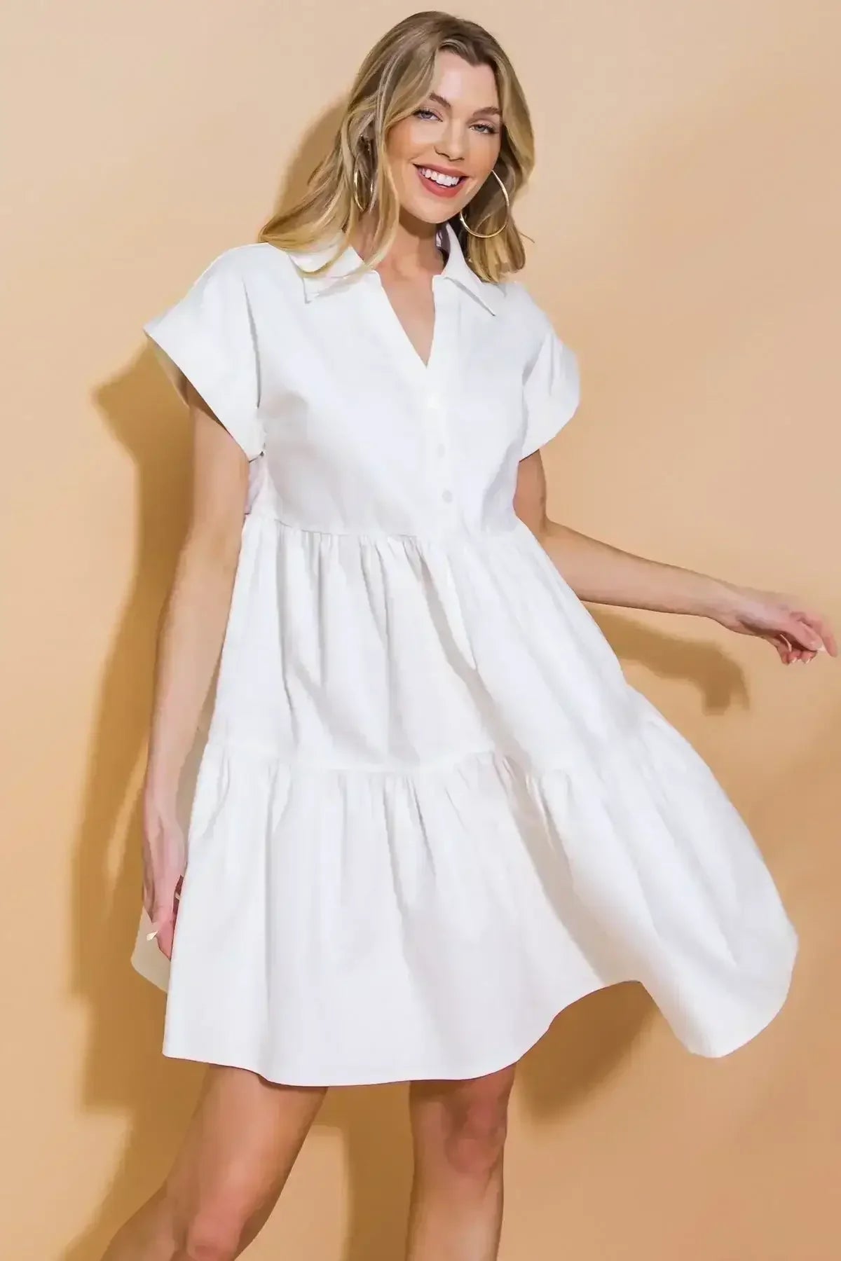 white twill mini dress