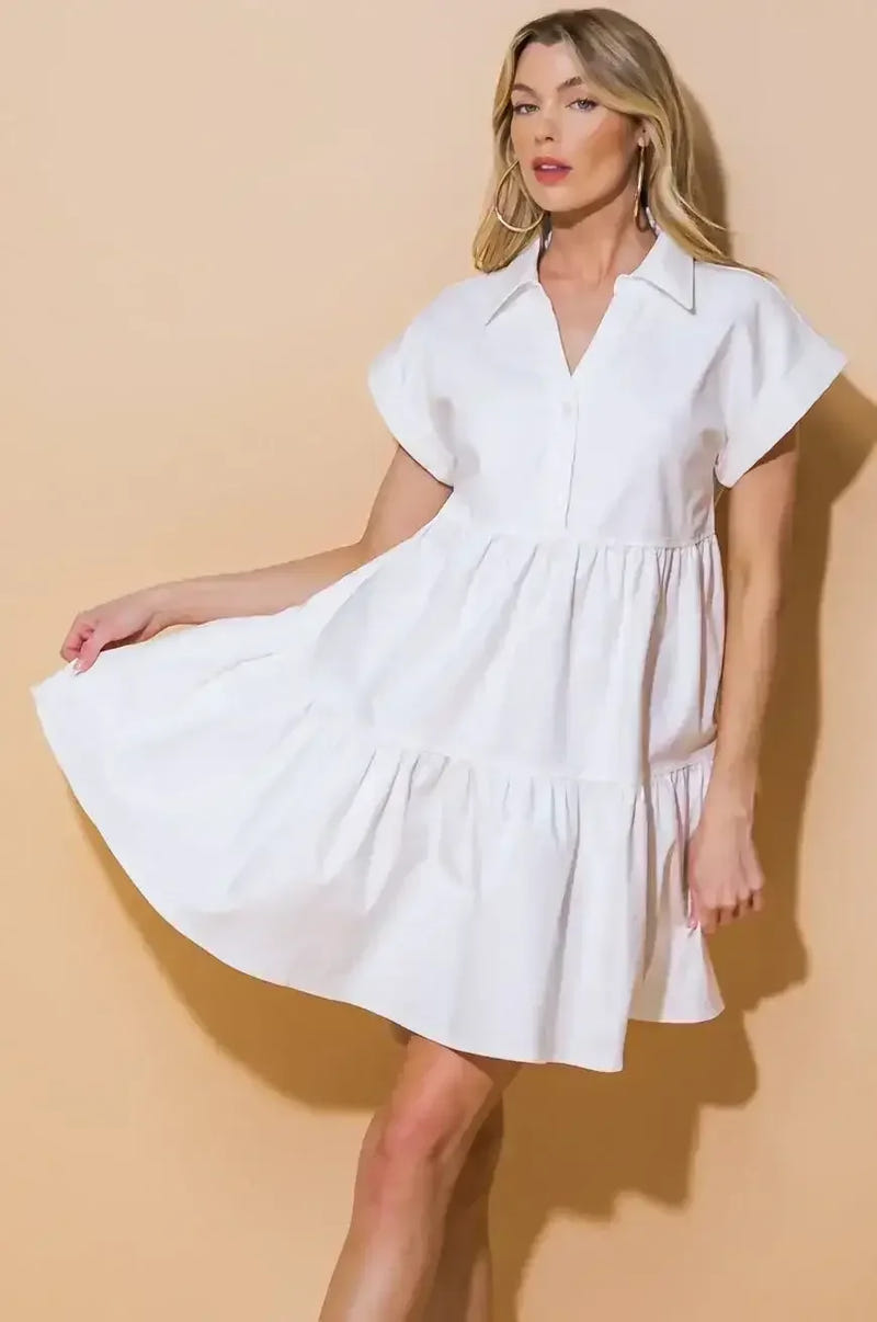 TIMELESS BEAUTY - WHITE SWING DRESS