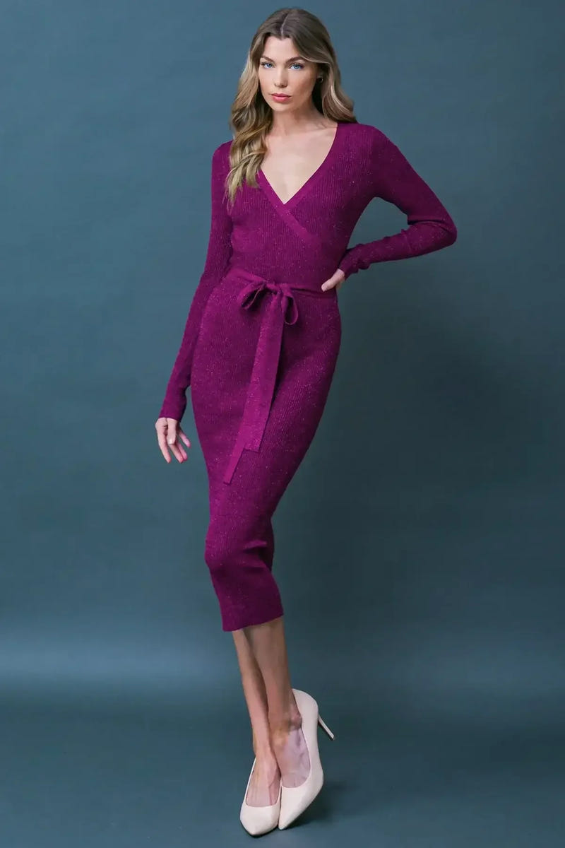 FOREVER IMPRESSED - METALLIC THREAD SWEATER DRESS