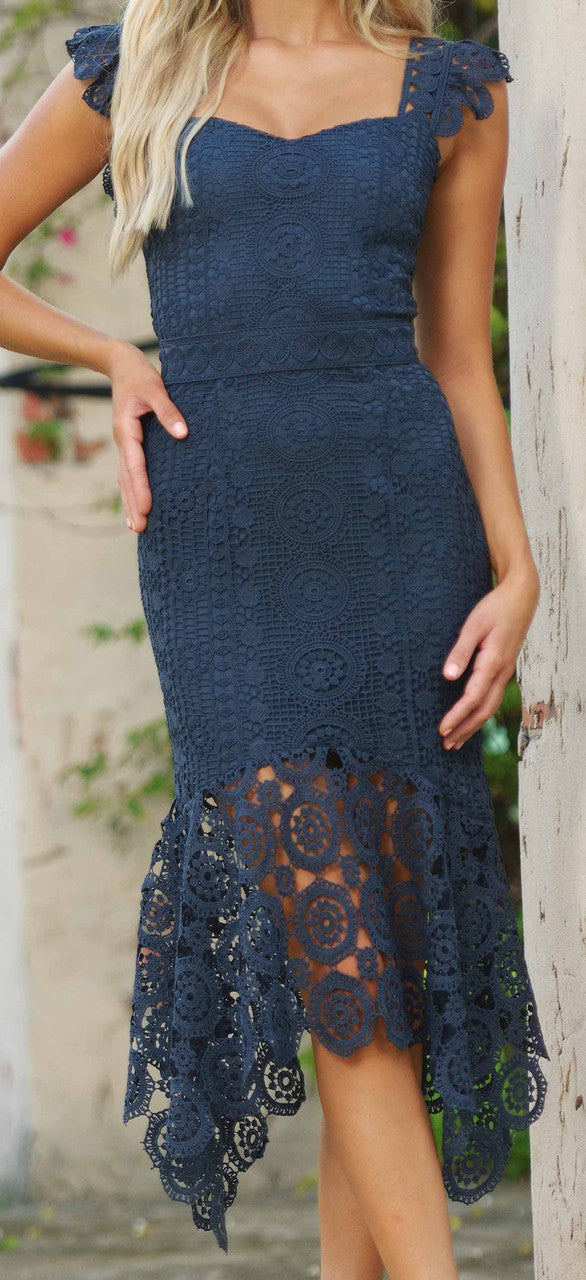 Lady Black Tie - Giselle Dress - Steel Blue Lace Dress - Size 2 Lady Black Tie - Giselle Dress - Steel Blue Lace Dress - Size 2